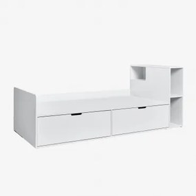 Bed Voor Matras 90x190 Cm Met 2 Lades In Mdf Janete Kids Wit & Rechts & 90 X 190 Cm - Sklum