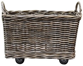 Micky rotan mand 60x45xH40 cm rechthoekig met handvatten en wielen