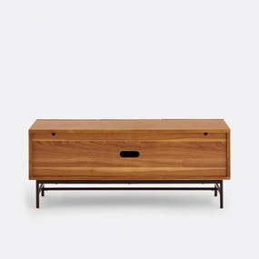 TV-meubel met fineer, met reliëffront, 120 cm breed, JEREM