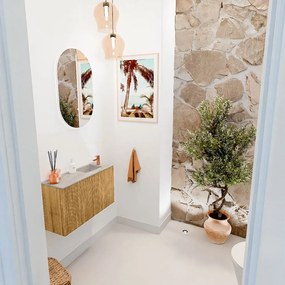 Mondiaz Joya DLux 70cm toiletmeubel oak met wastafel faye rechts 1 kraangat glace