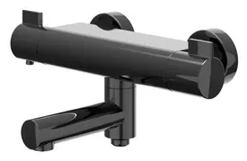 IVY Pact Badthermostaatkraan opbouw - draaibare baduitloop - omstel - Cooltouch - Zwart chroom PVD 6302007