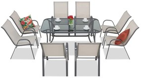 Dining tuinset Modena lichtgrijs voor 8 personen Garden Point