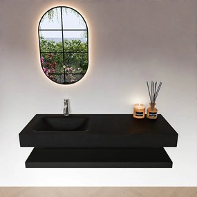 Zaro Alan badmeubel 130cm met planchet urban en vrijhangende wastafel cloud links 1 kraangat urban