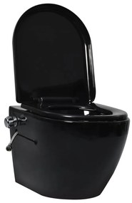 vidaXL Hangend toilet randloos met bidetfunctie keramiek zwart