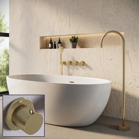 Saniclear Plus Stripes inbouw badkraan met vrijstaande uitloop geborsteld messing - mat goud