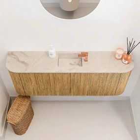 Mondiaz Joya DLux 115cm toiletmeubel ronding links/rechts oak met wastafel faye midden 1 kraangat frappe