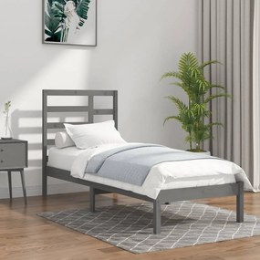 vidaXL Bedframe massief hout grijs 90x200 cm