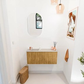 Mondiaz Joya DLux 90cm toiletmeubel oak met wastafel faye links 1 kraangat opalo