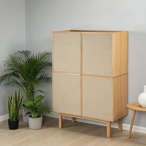 Eiken Wandkast Met Stoffen Deuren - 80x40x120cm.