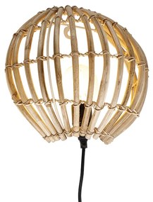 Landelijke wandlamp bamboe half rond - Canna