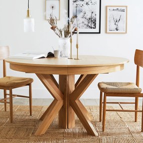 Uitschuifbare ronde eettafel, eiken en fineer, 6 tot 12 couverts, GOSLING