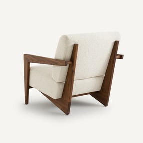 Fauteuil in massief notenhout en bouclette, Izag