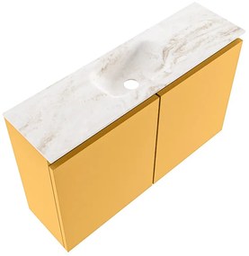 Mondiaz Ture DLux toiletmeubel 80cm ocher met wastafel frappe midden zonder kraangat