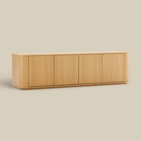Eiken Tv-meubel Met Ronde Hoeken - 180x40x50cm.