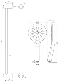 Brauer Brushed Carving thermostatische douchekraan met glijstang en 3 standen handdouche RVS geborsteld PVD