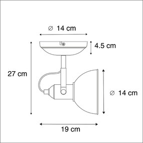 Industriële ronde Spot / Opbouwspot / Plafondspot goud 1-lichts - Tommy Industriele / Industrie / Industrial E14 Binnenverlichting Lamp