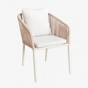 Pakket Van 2 Arhiza Classic Tuinstoelen Met Aluminium Armleuningen En Gevlochten Touw Tapioca Beige - Sklum