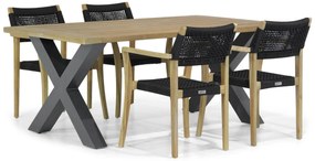 Tuinset 4 personen 180 cm Rope Zwart Lifestyle Garden Furniture Dallas/Cardiff