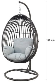 Hangstoel Panama swing egg - black rotan/mint grey