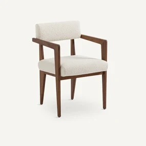 Tafelfauteuil in notenhout en bouclette, Izag