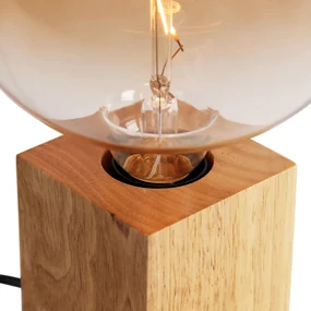 Landelijke tafellamp hout naturel incl. LED G170 - Bloc Landelijk E27 kubus / vierkant Binnenverlichting Lamp