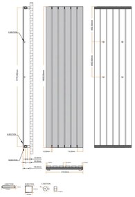 Eastbrook Deddington radiator 45x180cm 1231W zwart mat