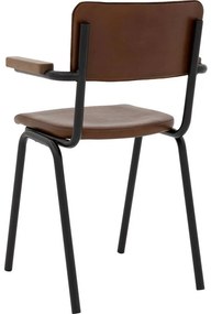 Goossens Eetkamerstoel Chaplin cognac leer met armleuning, urban industrieel