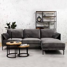 Dimehouse | Hoekbank Peppin 3-zits velvet zithoogte 46 cmzitdiepte 59 cmhoogte 85 cmdikte groen zitbanken velvet banken | NADUVI outlet