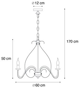 Eettafel / Eetkamer Klassieke kroonluchter roestbruin 5-lichts - Giuseppe Klassiek / Antiek, Landelijk / Rustiek E14 rond Binnenverlichting Lamp