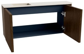 Mondiaz Joya DLux 90cm toiletmeubel ronding rechts walnut met wastafel faye links 1 kraangat meli