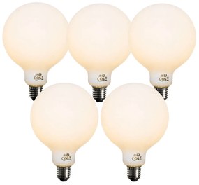 Set van 5 E27 dimbare LED lamp opaal G125 5W 450 lm 2200K