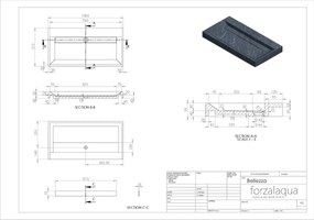 Forzalaqua Bellezza wastafel 100x50cm zonder kraangat graniet