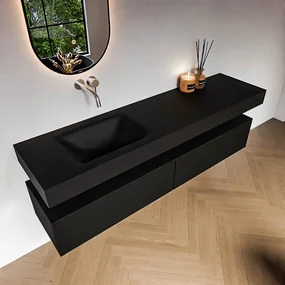 Zaro Alan badmeubel 180cm urban 2 lades met vrijhangende wastafel cloud links zonder kraangat urban