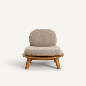 Fauteuil van massief teakhout met kussens van gemêleerde stof, Mazai