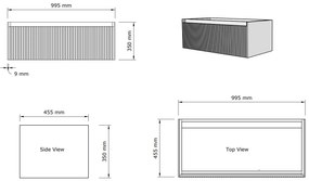 Gliss Design Timotheus badmeubel met ribbelfront 100cm charcoal met mat witte wastafel met 1 kraangat Lako