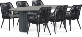 Tuinset 6 personen 240 cm Aluminium/rope Grijs Coco Vedra/Weave