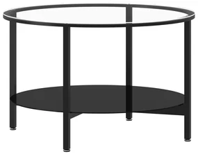 vidaXL Salontafel 70 cm gehard glas zwart en transparant