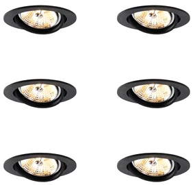 Set van 6 Moderne inbouwspot zwart kantelbaar AR70 - Cisco GU10 Binnenverlichting Lamp