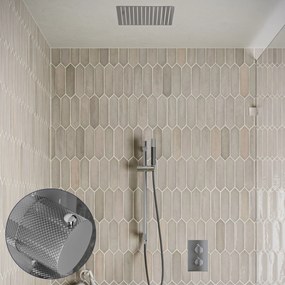 Saniclear Cube Curved Pro inbouw regendouche met inbouw douchekop 30x30cm, glijstang en staafhanddouche chroom