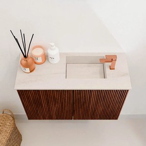 Mondiaz Joya DLux 60cm toiletmeubel ruby met wastafel faye rechts 1 kraangat meli