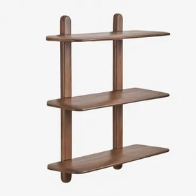 Wandplank In Hout Veleta Donker Acaciabruin & ↔︎ 80 Cm & 3 Schappen - Sklum