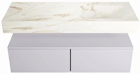 Mondiaz Alan DLux badmeubel 120cm cale 2 lades met wastafel frappe rechts 1 kraangat