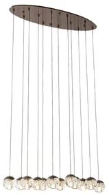Hanglamp donker brons met glas 6pcs - Inge Binnenverlichting Lamp