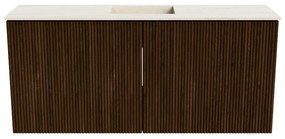 Mondiaz Joya DLux 90cm toiletmeubel walnut met wastafel faye midden zonder kraangat meli