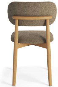 ALDO Bruin Taupe (stof Monza 40)/gelakt eiken frame – HOUTEN BOUCLÉSTOEL VOOR WOONKAMER, EETKAMER, KEUKEN RETRO