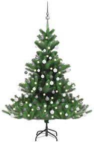 vidaXL Kunstkerstboom Nordmann met LED's en kerstballen 120 cm groen