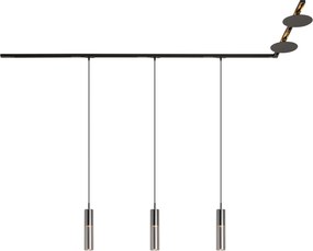 Modern railsysteem zwart met 3 hanglampen en 2 plafondlampen 1-fase - Iconic Lloyd Pulley