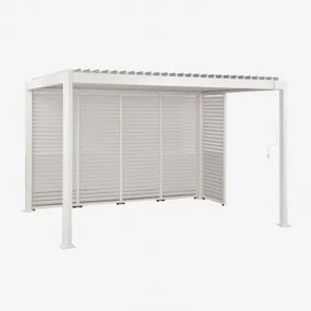 Bioclimatische Aluminiumpergola Met Lamellen En Druvia-panelen Gardenia Wit & Pergola Van 3x4 M Met 4 Panelen Van 92,5 Cm En 1 Paneel Van 90,5 Cm -