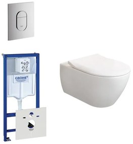Villeroy & Boch Subway 2.0 ViFresh toiletset met slimseat softclose en quick release en bedieningsplaat verticaal chroom 0729205/0729240/ga91964/sw60341/