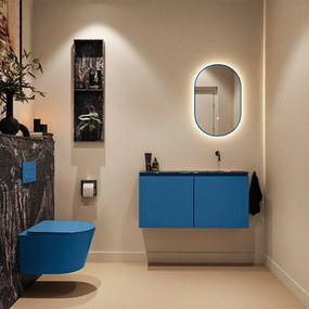 Mondiaz Ture DLux toiletmeubel 100cm jeans met wastafel lava rechts zonder kraangat